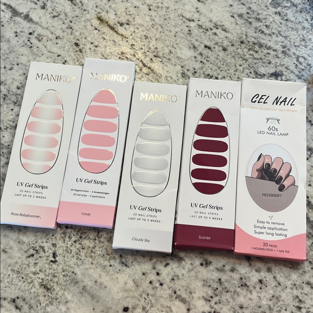 Maniko UV Gel Nail Strips Bundle of 5 NIB